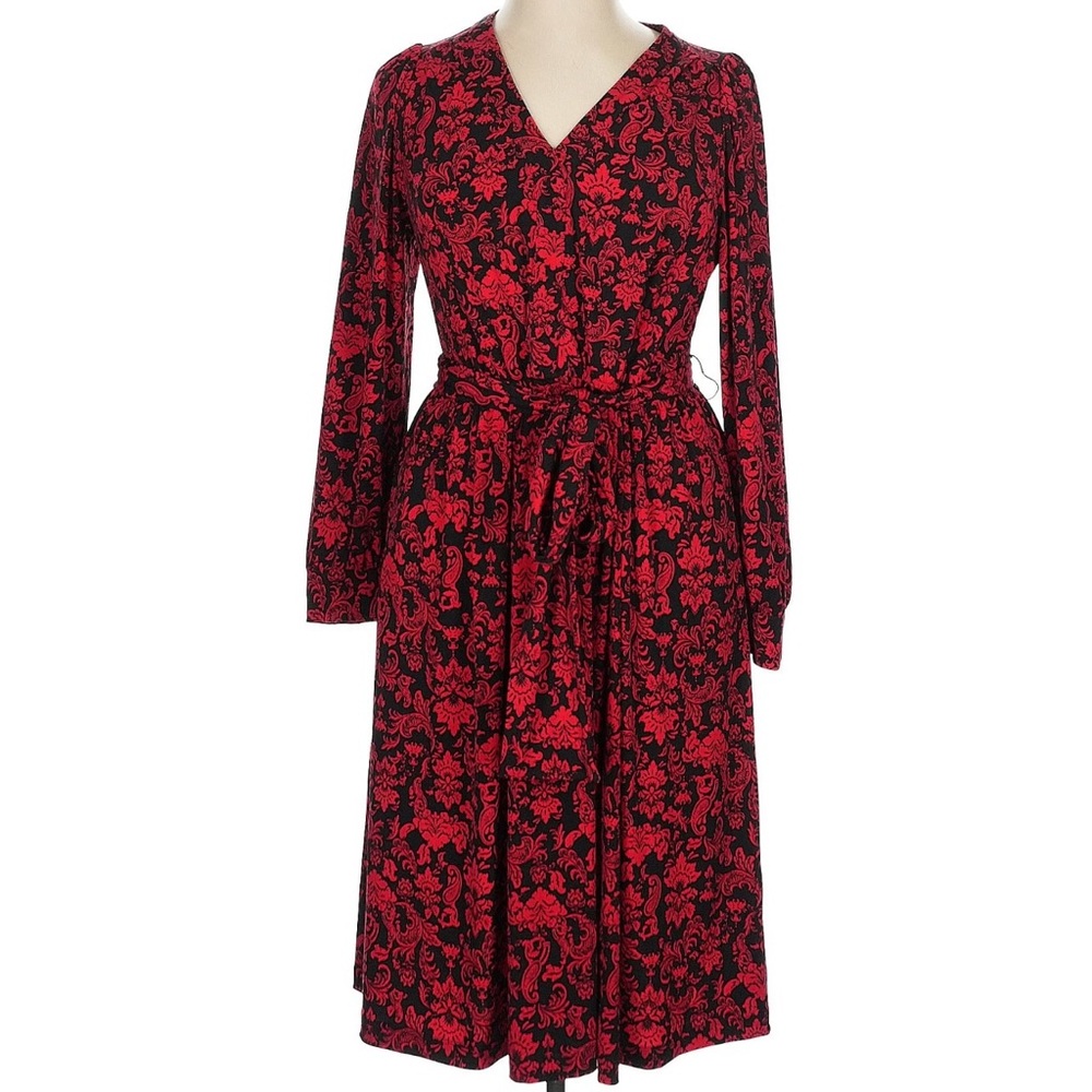 Lane Bryant Red and Black Wrap Dress with Bishop Sleeves